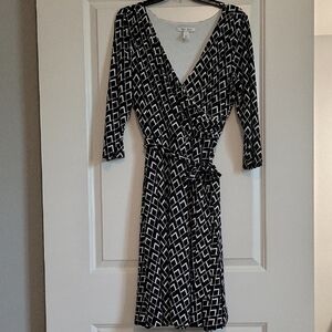 White House Black Market Black and White Patterned Dress